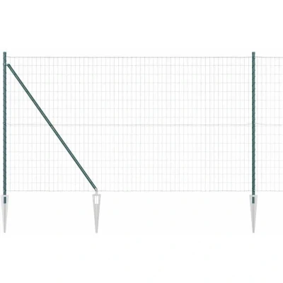 Image of vidaXL Euro Fence with 7 Spike Posts 1.6x10 m Galvanised Steel Green