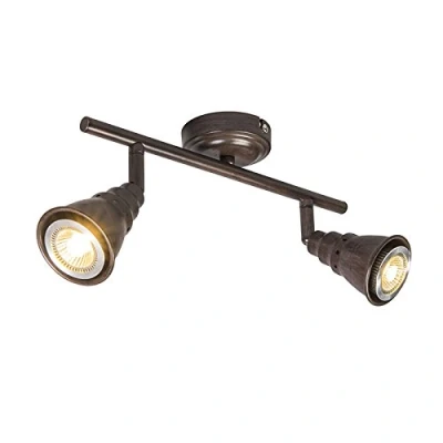 Image of QAZQA Ceiling and Wall Spotbar I Spotlight bar Rusty Brown Swivel tilt Coney 2 Retro Suitable for LED GU10 Way Light Steel Surface Mounted spotway Li