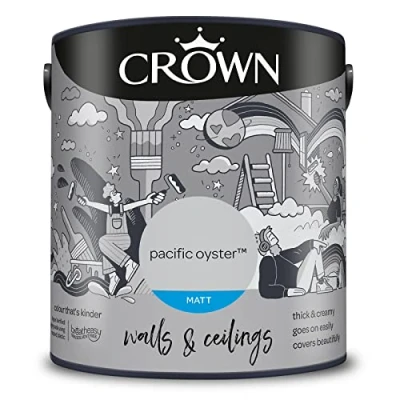 Image of CROWN 2.5L Breatheasy MATT Emulsion Paint for Walls &amp; Ceilings PACIFIC OYSTER