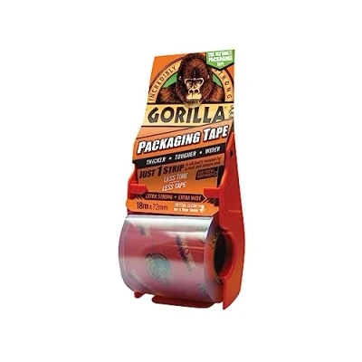 Image of Gorilla 3044800 Packaging Tape Clear 18m And Dispenser, Black