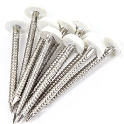 Image of 25x White Poly Top Cladding Pins/Nails UPVC/Fascia/Soffit Roof Plastic Cap Polytop