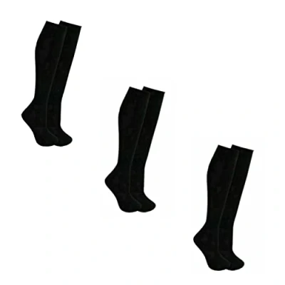 Image of Le11 Back to School Kids 3 Pairs Knee High Plain Cotton Rich Socks (9 12, Black)