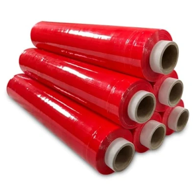 Image of JeeJaan® 6 Rolls of Red Tinted Pallet Wrap 400mm x 250m 20mu 1.50kg Standard Core Tear Resistant Shrink &amp; Stretch Moisture Proof Industrial Cling Film Multi Use Furniture