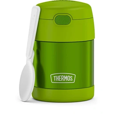Image of THERMOS FUNTAINER 10 Ounce Stainless Steel Vacuum Insulated Kids Food Jar with Folding Spoon, Lime