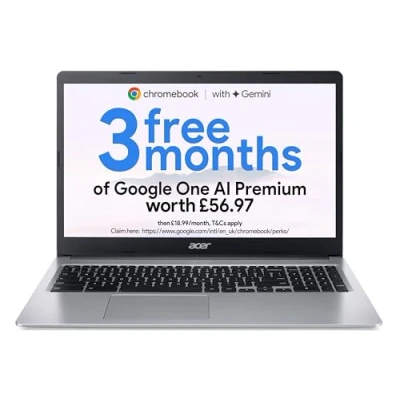 Image of Acer Chromebook 315 CB315 3H (Intel Celeron N4020, 4GB RAM, 64GB eMMC, 15.6 Inch Full HD Display, Chrome OS, Silver)