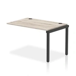 Image of Impulse Bench Single Row Ext Kit 1200 Black Frame Desk Grey Oak