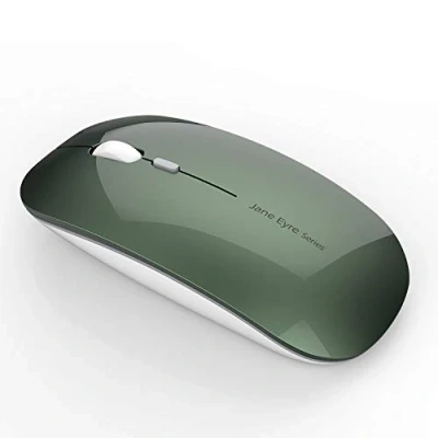 Image of Uiosmuph Q5 Wireless Mouse, 2.4GHz Slim Portable Mouse for Laptop, Rechargeable Ergonomic Computer with USB Receiver Mac PC Notebook Macbook Chromebook, Green