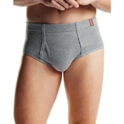 Image of Hanes Classics Men&#039;s Underwear Briefs Pack, Mid Rise Briefs, Stretch Cotton Underwear, Classic, 6 Pack (Colors May Vary), Assorted Solids, S