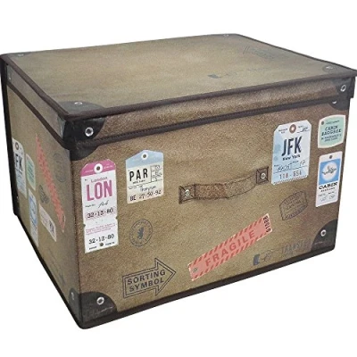 Image of Large Collapsible Jumbo Storage Box Folding Chest Kids Room Tidy Toy (Vintage)
