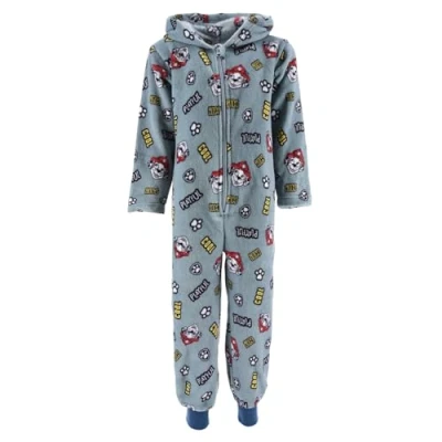 Image of Paw Patrol Marshall Kids All In One Boys Girls Childrens Fleece Onesie Jumpsuit 4 Years Blue