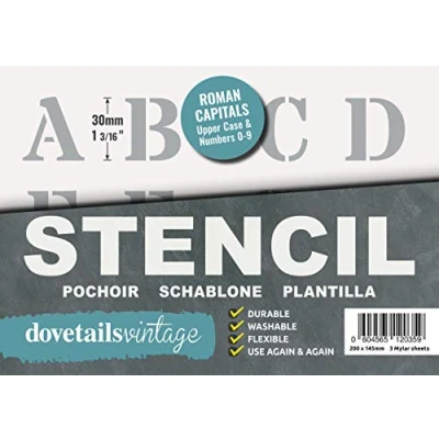 Image of Dovetails Vintage Letter Stencil 30 mm Tall Roman Style Capital Letters and Numbers