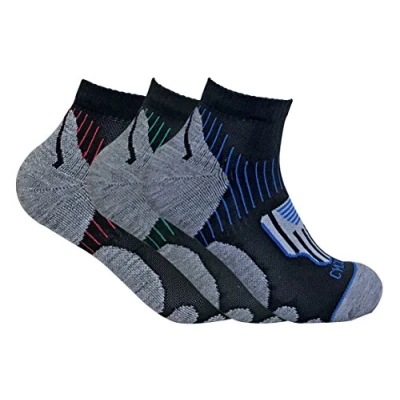 Image of 3 Pairs Mens Breathable Cushioned Heel Anti Blister Sports Cycling Short Ankle Quarter Socks for Achilles Protection (6 11, HPCM)
