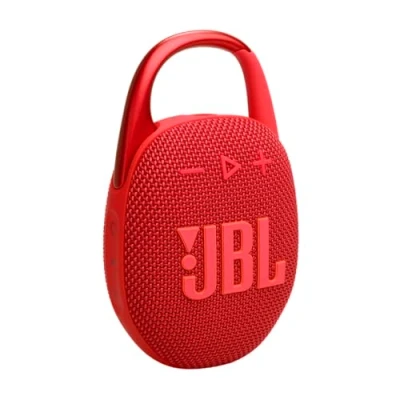 Image of JBL Clip 5 Ultra Portable Bluetooth Speaker with Integrated Carabiner, Big Pro Sound, PlaytimeBoost, Waterproof Design and 12 Hour Playtime, Red