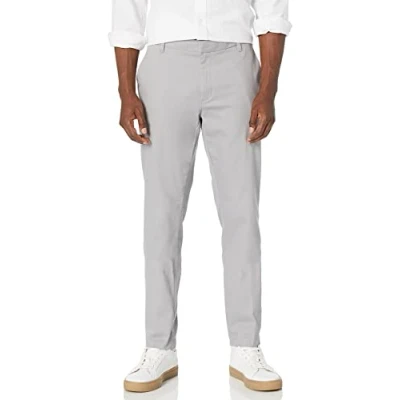 Image of Amazon Essentials Men&#039;s Slim Fit Wrinkle Resistant Flat Front Stretch Chino Trousers, Grey, 28W / 29L