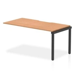 Image of Evolve Plus 1600mm Single Row Bench Desk Ext Kit Oak Top Black Frame