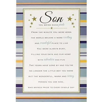 Image of Piccadilly Greetings Heartfelt Wishes Sentimental Birthday Card Son 9 x 6 inches Regal Publishing