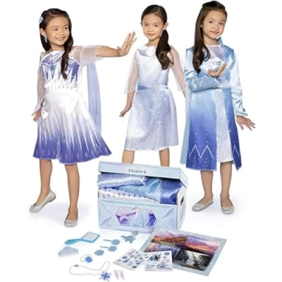 Image of Disney Frozen 2 Elsa&#039;s Journey Dress Up Trunk Deluxe 17 Piece [Amazon Exclusive]