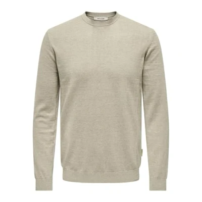 Image of ONLY &amp; SONS Men&#039;s Onsloui Reg 12 Mel Roll Knit Jumper, Desert Taupe, L