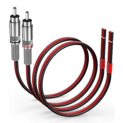 Image of Pixelman RCA Plug to Speaker Wire Adapter,(14AWG,3Ft) Thicker Pure Copper Plug,RCA Male Adapter Converter Bare Cable,Speaker for Subwoofer