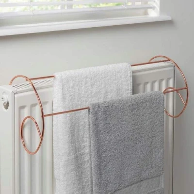 Image of Hampine PACK OF 2 ROSE GOLD SUPER STRONG COMPACT Radiator AIRER, Towel Holder, Clothes Dryer &amp; Drying Rack Rail.