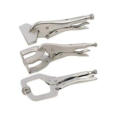 Image of Dapetz ® 3 Pcs Metal Grip Locking C Clamp Pliers with Adjustable Screw and Easy Quick Release Welding for Uneven Surfaces, Angles, Crafts &amp; Hobbies