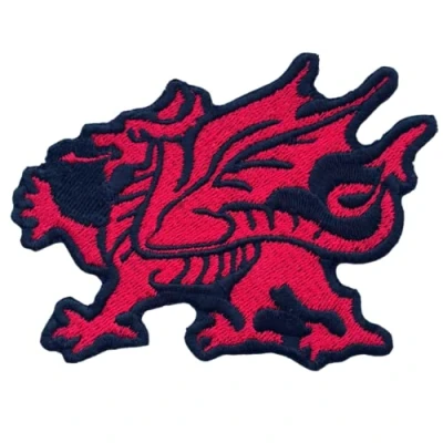 Image of Fire Breathing Welsh Dragon Red Iron Sew on Embroidered Patch