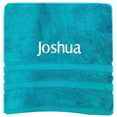 Image of Gaveno Personalised Bath Hand Towels Sizes Embroidered Name (Turquoise, Towel)