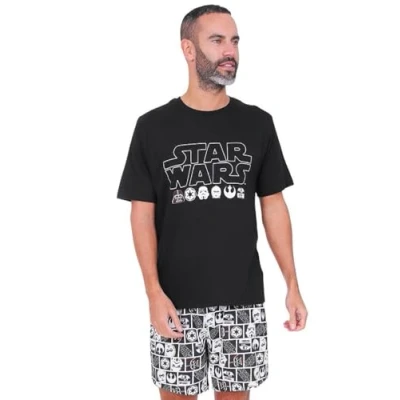 Image of Star Wars Mens Official Disney Character Cotton Short Pyjamas (Small) Black