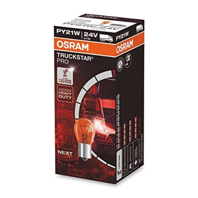 Image of OSRAM TRUCKSTAR PRO PY21W, halogen signal lamp, 7510TSP, 24V truck folding box (10 lamps)