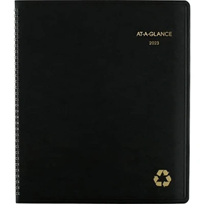 Image of AT A GLANCE 2023 Monthly Planner, 9&quot; x 11&quot;, Large, Recycled, Tabs, Black (70260G05)