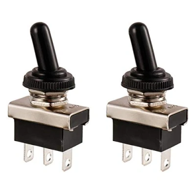 Image of BOJACK KN3(D) 102 Toggle Switch SPDT ON 3 Terminal pin 12 VDC 25 A with Waterproof Cap(Pack of 2 Pcs)