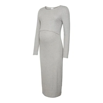 Image of MAMALICIOUS Women&#039;s Mlbrynna June Ls JRS Midi Dress 2f Noos, Light Grey Mix, S