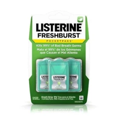 Image of Listerine PocketPaks Breath Strips, Fresh Burst, 72 Count by
