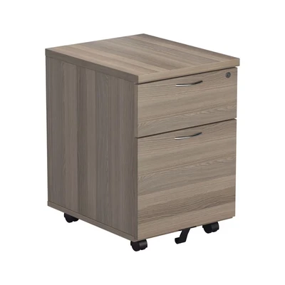 Image of Jemini Grey Oak 2 Drawer Mobile Pedestal (Dimensions W404 X D500 H595mm) KF78943