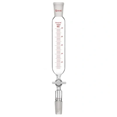 Image of stonylab Pressure Equalizing Addition Funnel, 24/40 Joint Borosilicate Glass Graduated Dropping Funnel with PTFE Stopcock for Laboratory Additional 100 ml