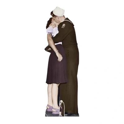 Image of STAR CUTOUTS World War SC1543 Victory Day Couple Colour Lifesize Cardboard Cutout Height 184cm Width 58cm, Solid, Multicolour, Regular