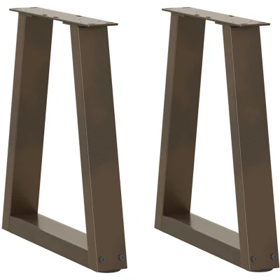 Image of vidaXL Dining Table Legs V Shape 38x(42 43.3) cm Natural Steel Adjustable Foot Levelers Powder Coated DIY Office Desk/Living Room/Dining Easy Assembly with Screws Included