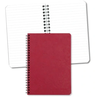 Image of Clairefontaine Ref 785362C Age Bag Wirebound Notebook (100 Pages) A5 Size, Lined Rulings, 90gsm Brushed Vellum Paper, Pocket for Loose Documents Red Cover