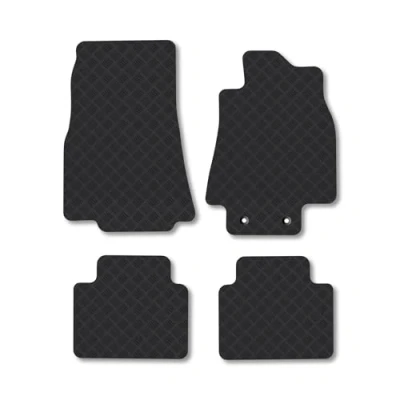 Image of Rubber Car Mats Compatible with Mercedes B Class (2005 2012) [W245] Tailored Fit Floor Set Accessory Black Custom 4 Pieces Clips Anti Slip Backing, Heavy Duty &amp; Waterproof