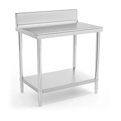 Image of Royal Catering Stainless Steel Work Table Commercial Kitchen Prep Upstand Shelf 90x60cm RCAT 90/60 N (2 Levels, Height Adjustable Feet 2cm, Load Capactiy 210kg)