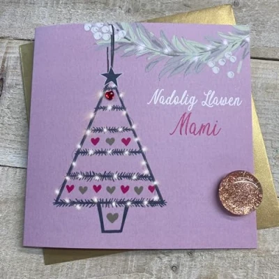 Image of White Cotton Cards MAMI TREE DECORATION WELSH CHRISTMAS CARD, HAND FINISHED (W C23 120)