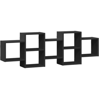 Image of vidaXL Wall Shelf Black 129x18x42 cm Engineered Wood