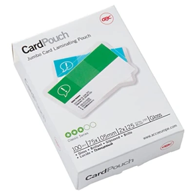 Image of GBC 75x105mm 2x125 Micron Gloss Card Laminating Pouches, Pack of 100, 3740303
