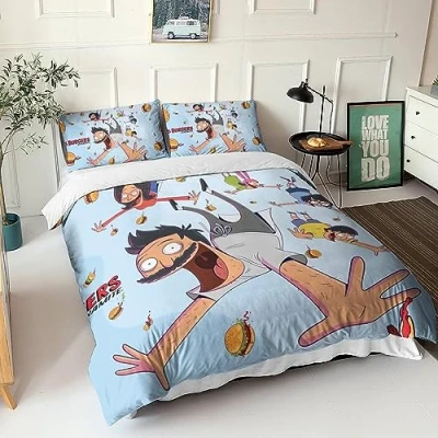 Image of BYTUGI 3D Bobs Burgers Duvet Cover Set Animation Bedding Quilt with Hidden Zipper Closure for Kids Teens Adults Microfiber Decro Double（200x200cm）