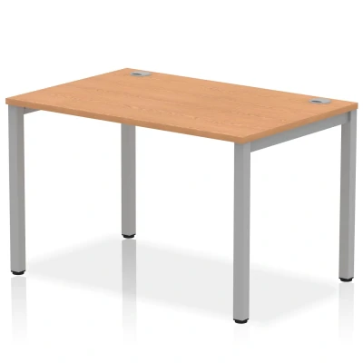 Image of Impulse Bench Single Row 1200 Silver Frame Office Desk Oak