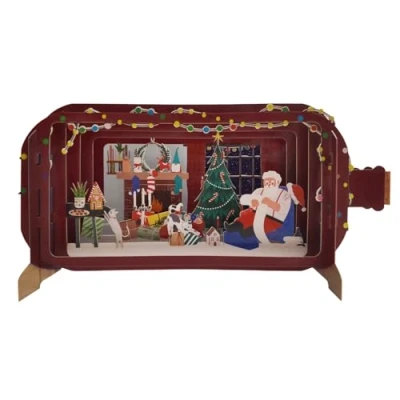Image of Message in A Bottle Santa &amp; His List Pop Up Christmas Greeting Card XMIB116