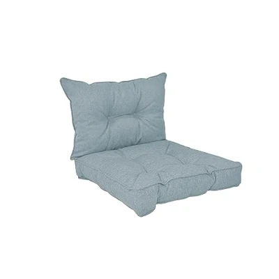 Image of POKAR Garden Cushions Patio Chair Rattan Outdoor Cushion Sofa Pallet Set of 2: Seat 60x60x10 cm + Back 60x40x10 cm, Blue