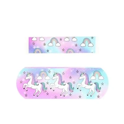 Image of The Home Fusion Company 60 Rainbow Children&#039;s Unicorn Plasters Soft Flexible And Wash Proof 2 Sizes