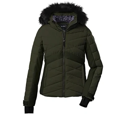 Image of Killtec 38662 000 Women&#039;s SKI Jacket in Down Look with Zip Off Hood and Snow Guard KSW 210 WMN QLTD JCKT Black Size 36
