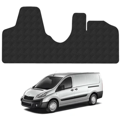 Image of 5mm Rubber Floor Mats for the Peugeot Expert (2007 2016) UK Models Custom Van Accessory Tailored fit Heavy Duty, Waterproof &amp; Anti Slip Work with Clips
